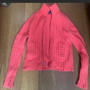 Gap orange cable knit wool zip sweater